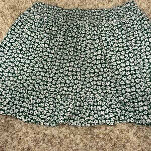 SHEIN Green and White Floral Skater Skirt